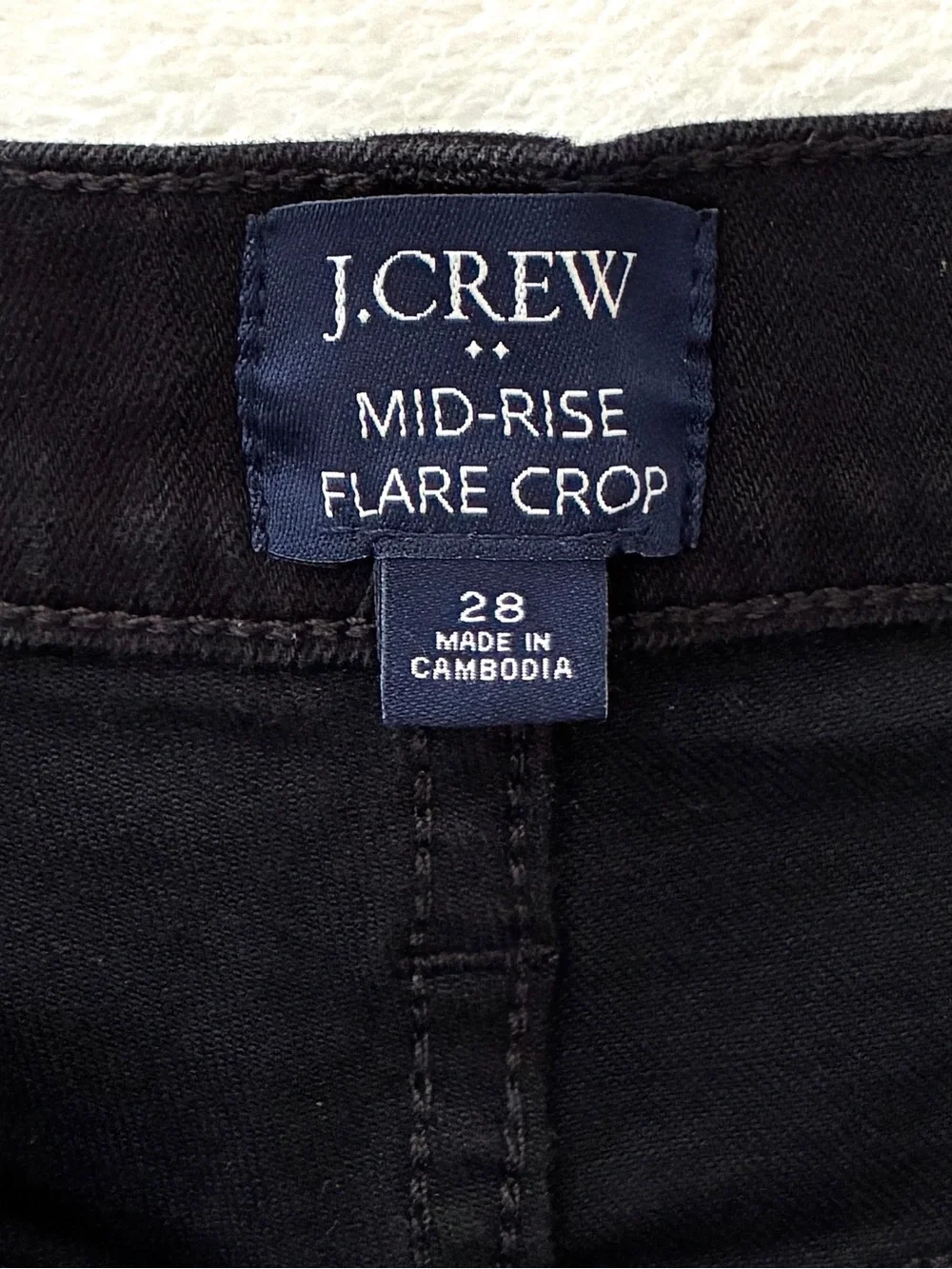 J.Crew Mid-Rise Flare Crop Jeans Womens 28 Black Stretch Denim Cropped Preppy